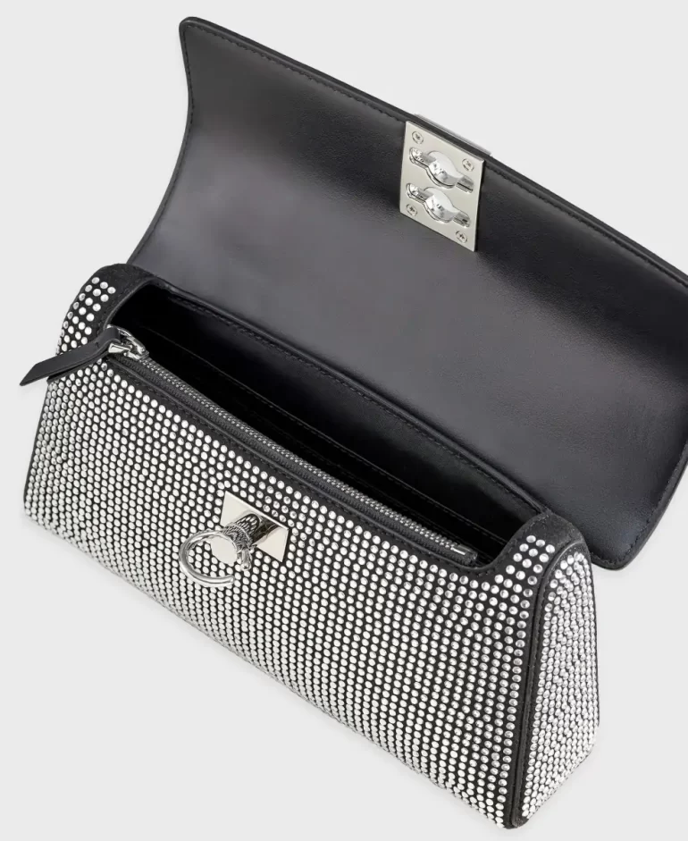 Women Crossbody Cafune Stance Wallet - Black Rhinestone - Image 4