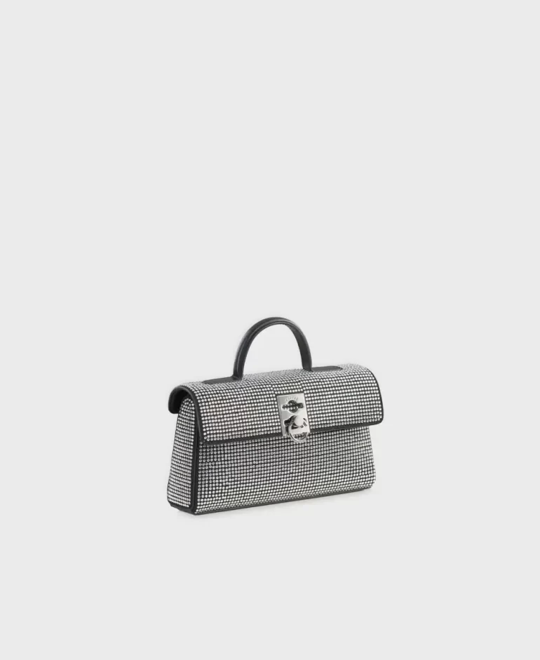 Women Crossbody Cafune Stance Wallet - Black Rhinestone