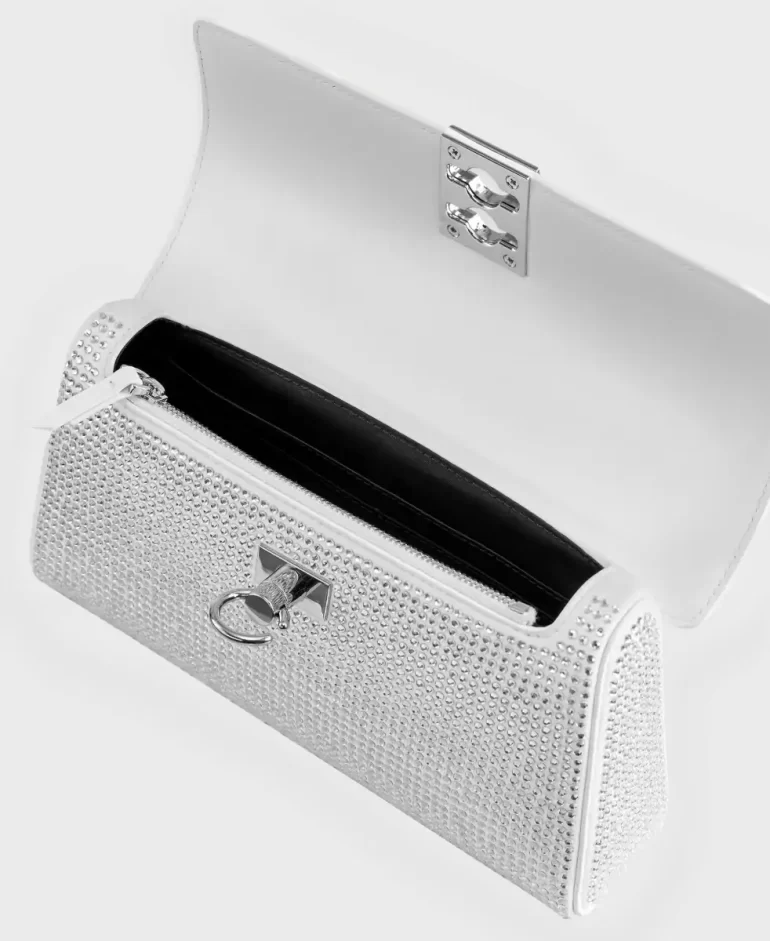 Women Crossbody Cafune Stance Wallet - White Rhinestone - Image 4