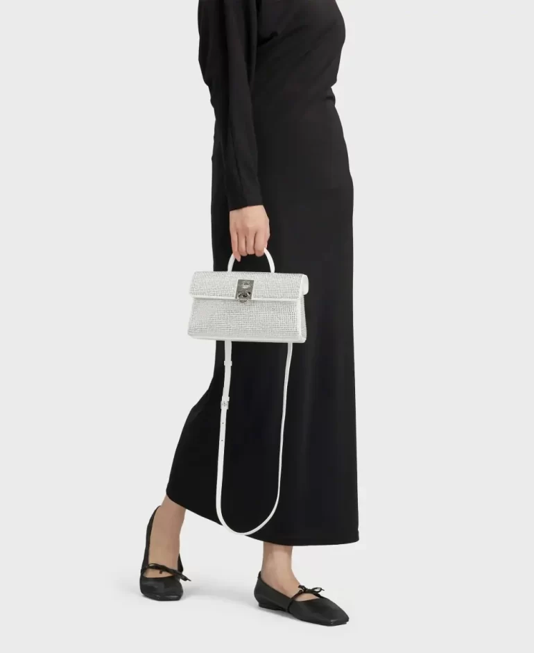 Women Crossbody Cafune Stance Wallet - White Rhinestone - Image 5