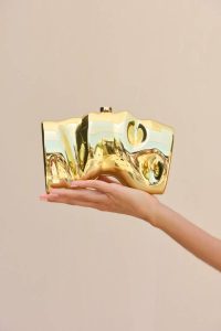 Women Cult Gaia Scrunch Clutch - Shiny Gold Clutches Shiny Gold - Image 2
