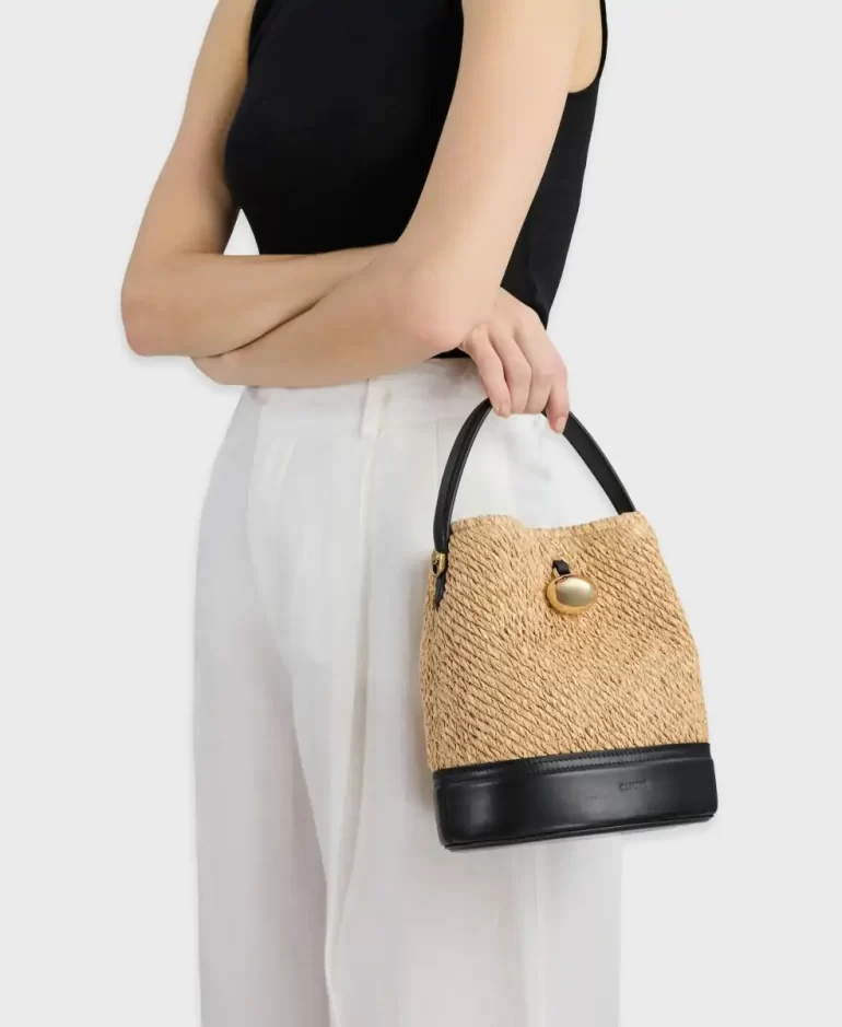 Women Egg Bucket - Natural/Black Cafune Shoulder Bag - Image 2