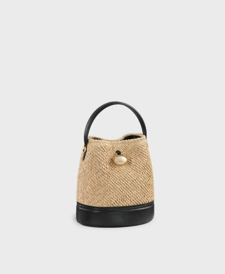 Women Egg Bucket - Natural/Black Cafune Shoulder Bag