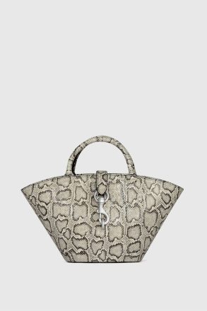 Women Megan Mini Fan Tote Tote Bag Black-White Rebecca Minkoff