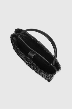 Women Megan Woven Top Handle Rebecca Minkoff Top Handle Bag Black - Image 3