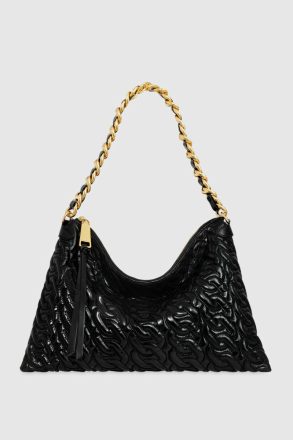Women Rebecca Minkoff Black-Antique-Brass Shoulder Bag Chain Quilt Shoulder Bag