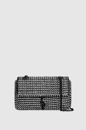 Women Rebecca Minkoff Black-White Edie Woven Medium Crossbody Crossbody Bag