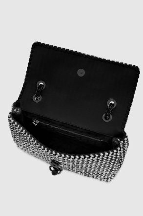 Women Rebecca Minkoff Black-White Edie Woven Medium Crossbody Crossbody Bag - Image 3