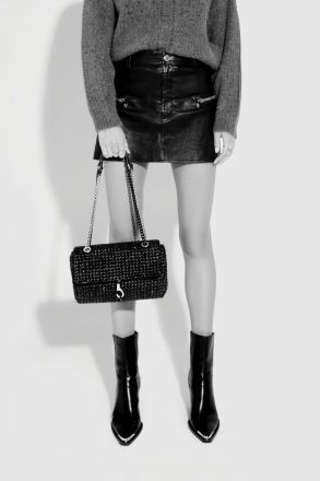 Women Rebecca Minkoff Black-White Edie Woven Medium Crossbody Crossbody Bag - Image 5