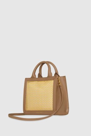 Women Rebecca Minkoff Crossbody Bag Natural-Straw-Saddle Megan Mini Tote - Image 2