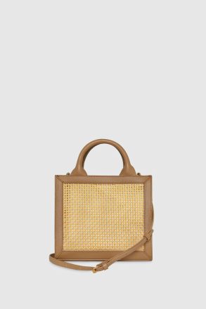 Women Rebecca Minkoff Crossbody Bag Natural-Straw-Saddle Megan Mini Tote