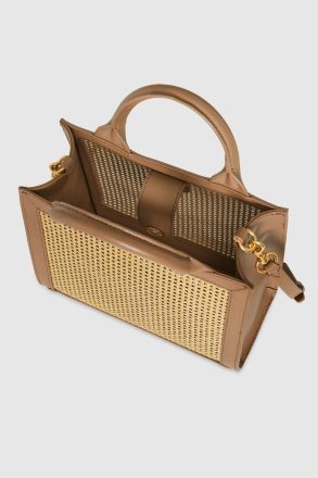 Women Rebecca Minkoff Crossbody Bag Natural-Straw-Saddle Megan Mini Tote - Image 3
